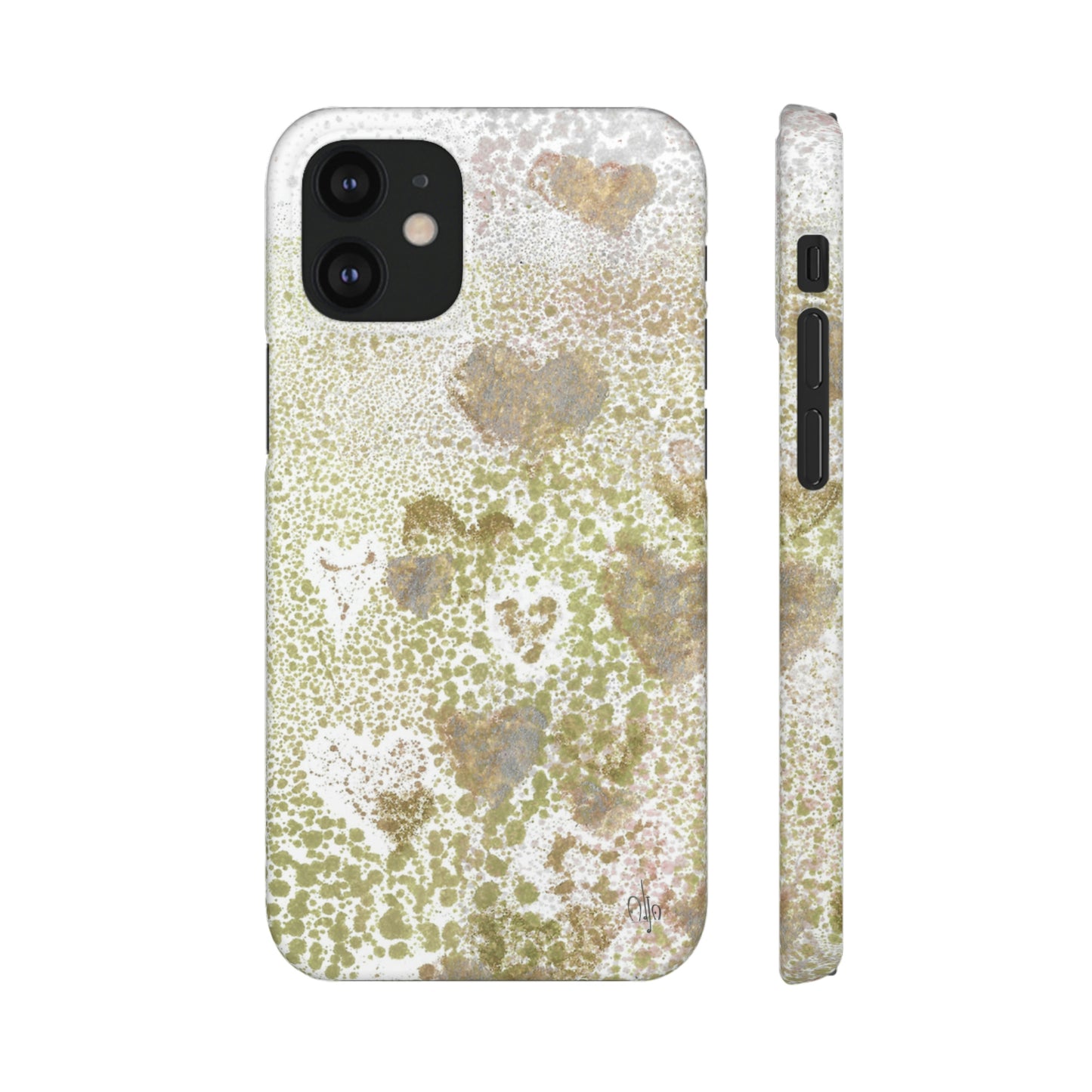 iPhone Samsung Galaxy Pixel5G Snap Case Phone Case Green Hearts