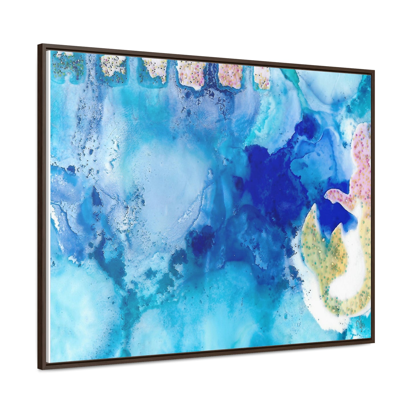 Blue Ice 3 Framed Canvas Print - Alja Design