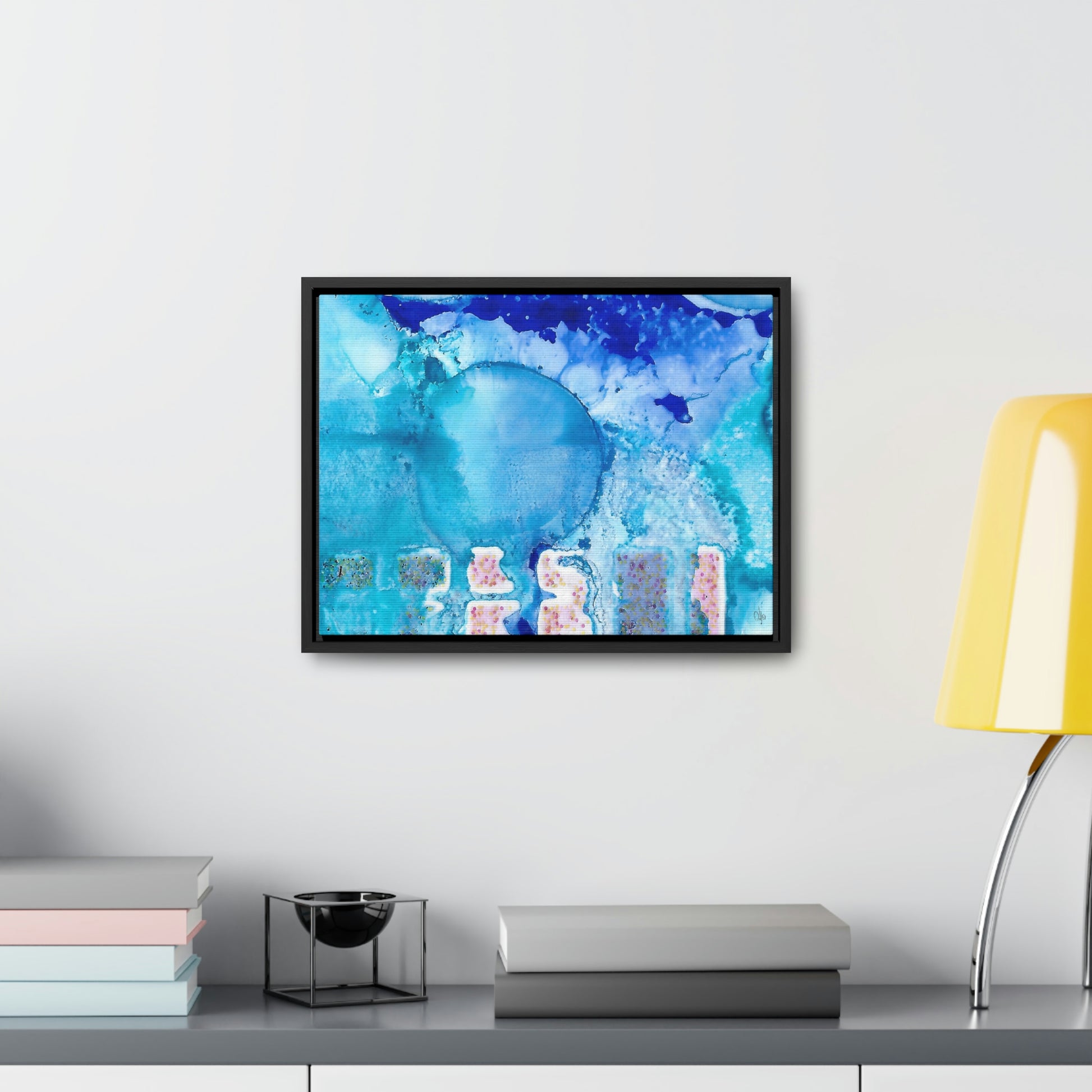 Blue Ice 9 Framed Canvas Print - Alja Design