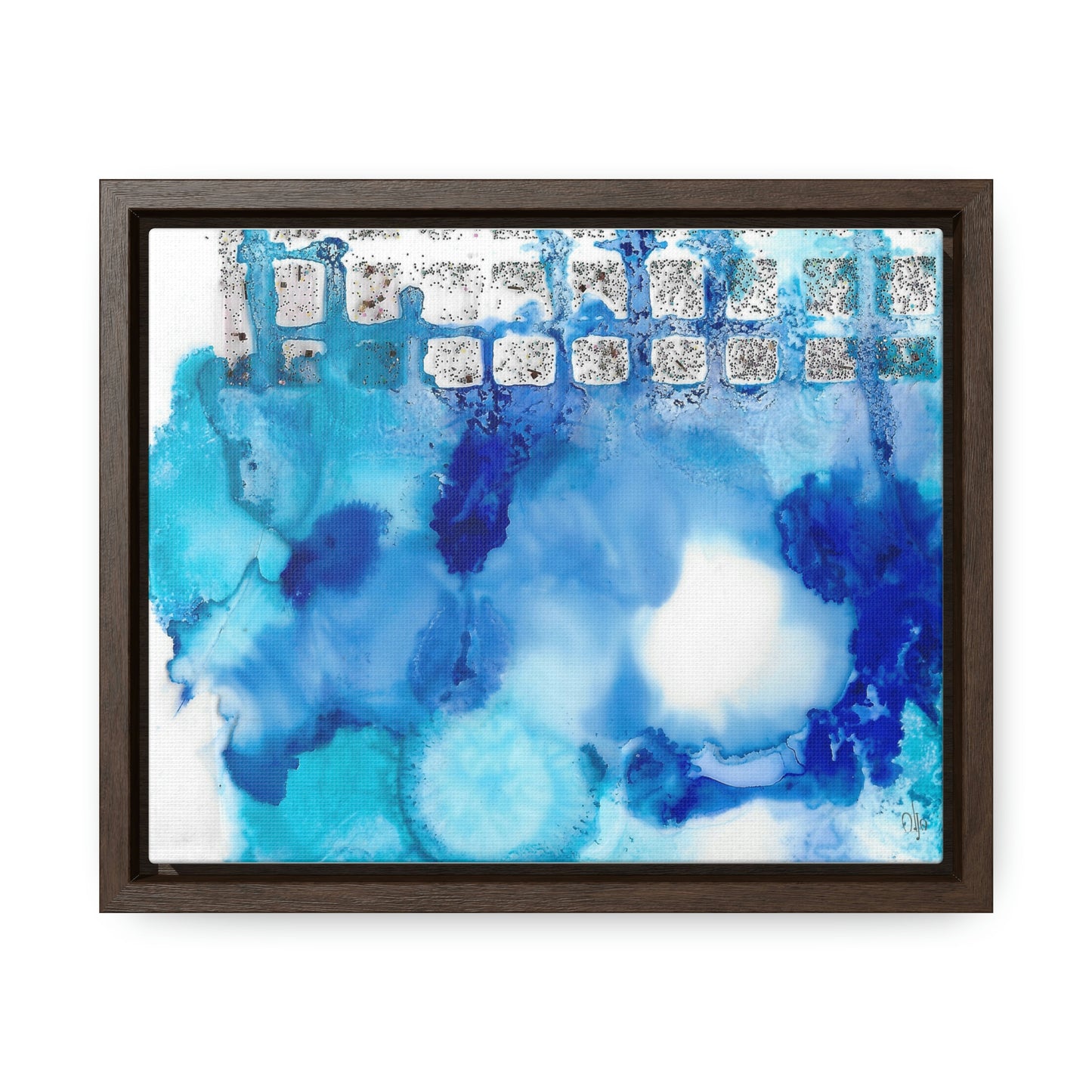 Blue Ice 2 Framed Canvas Print - Alja Design