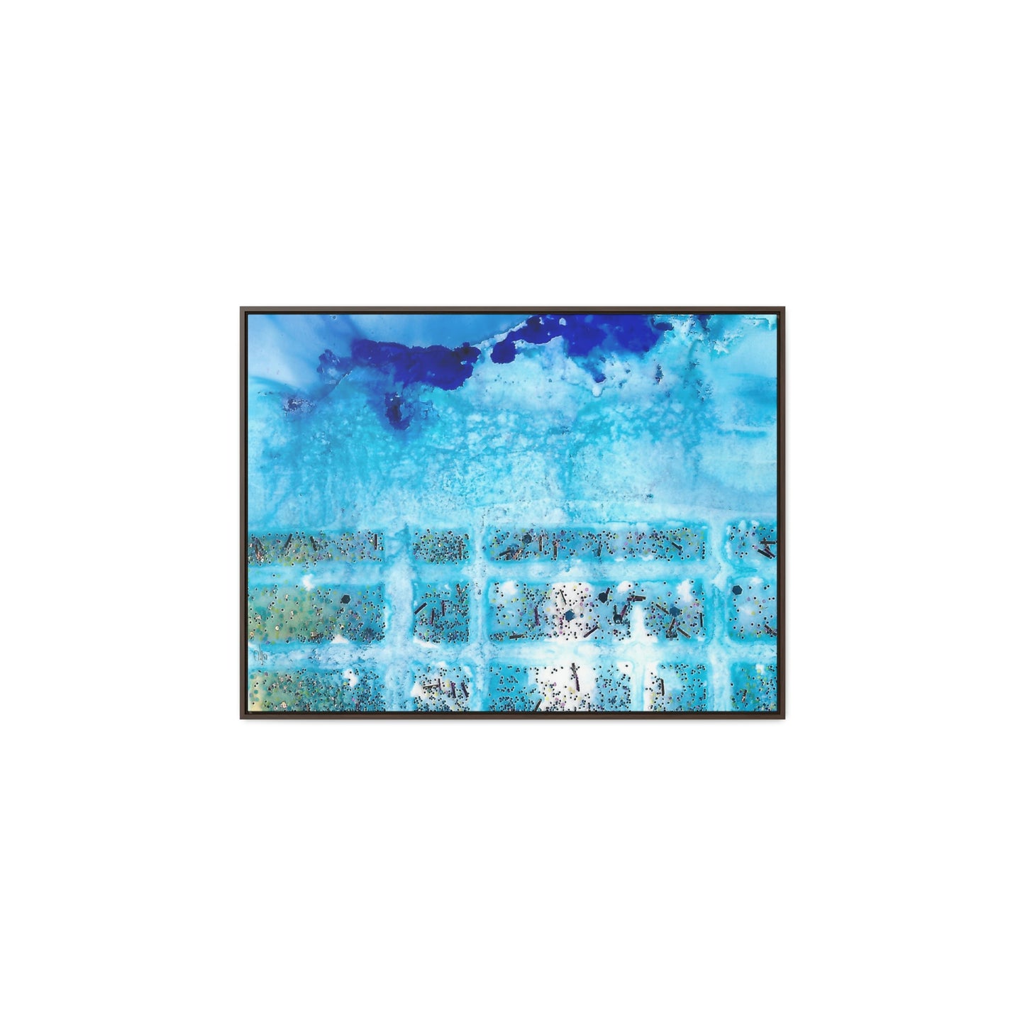 Blue Ice 8 Framed Canvas Print - Alja Design