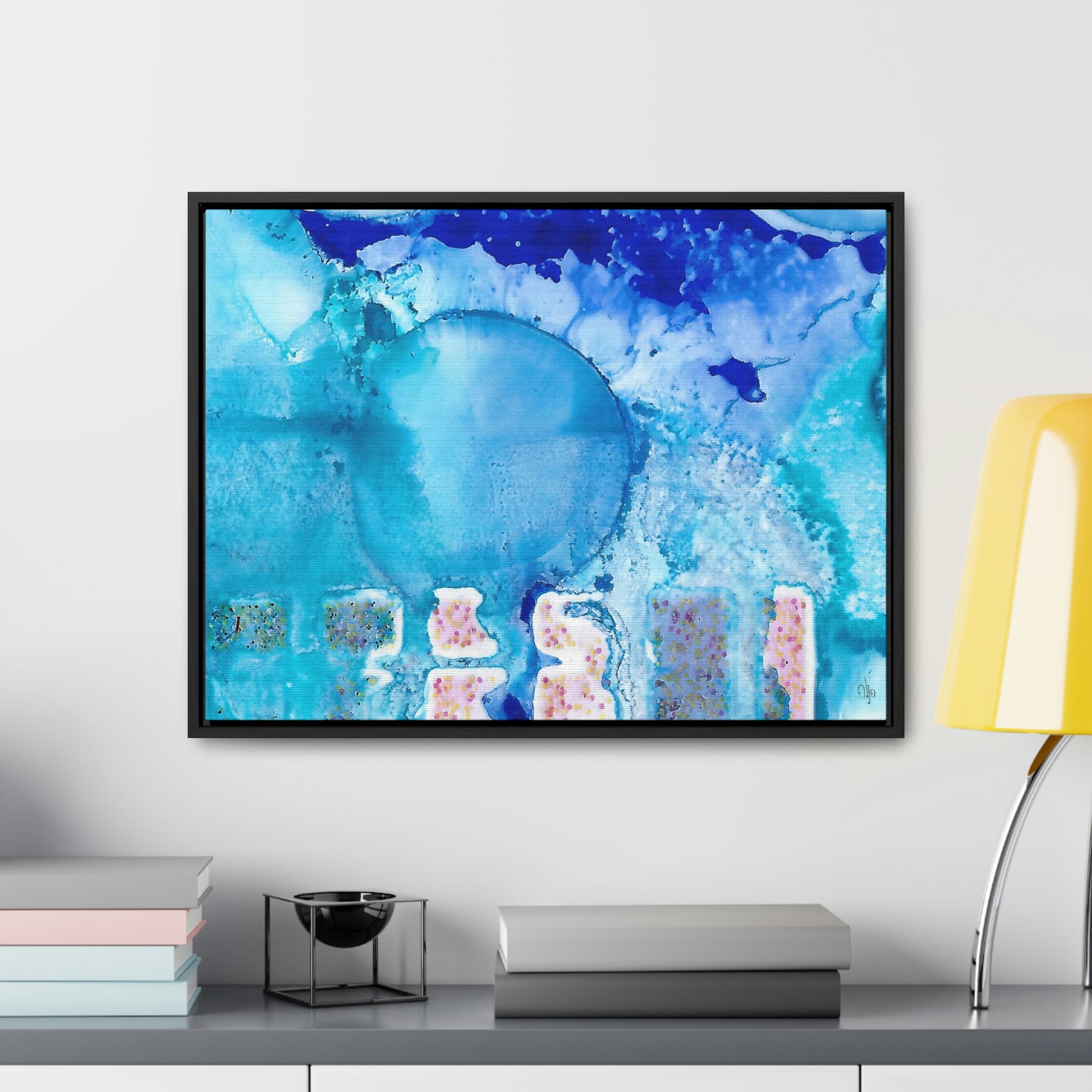 Blue Ice 9 Framed Canvas Print - Alja Design