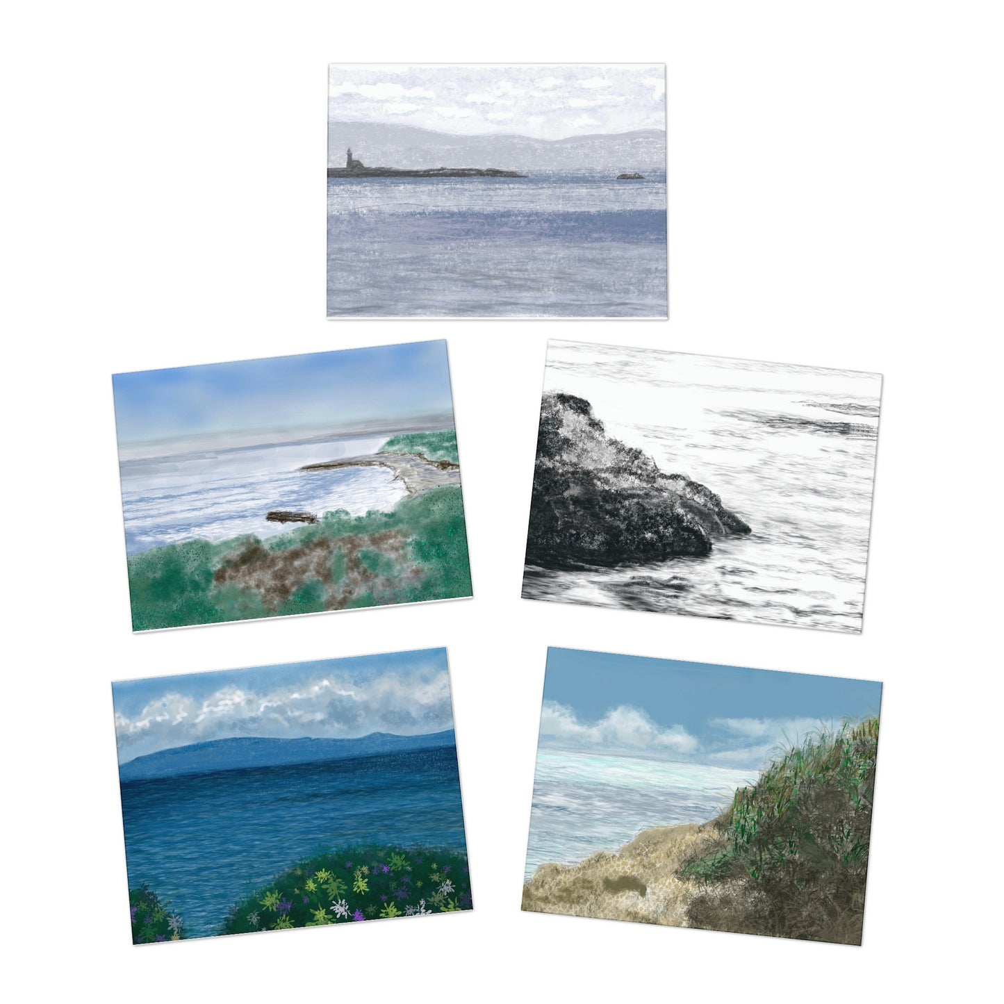 Coastal Collection Greeting Cards (5-Pack) - Alja Design