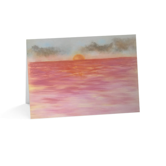 Red Sunset Folded Greeting Card