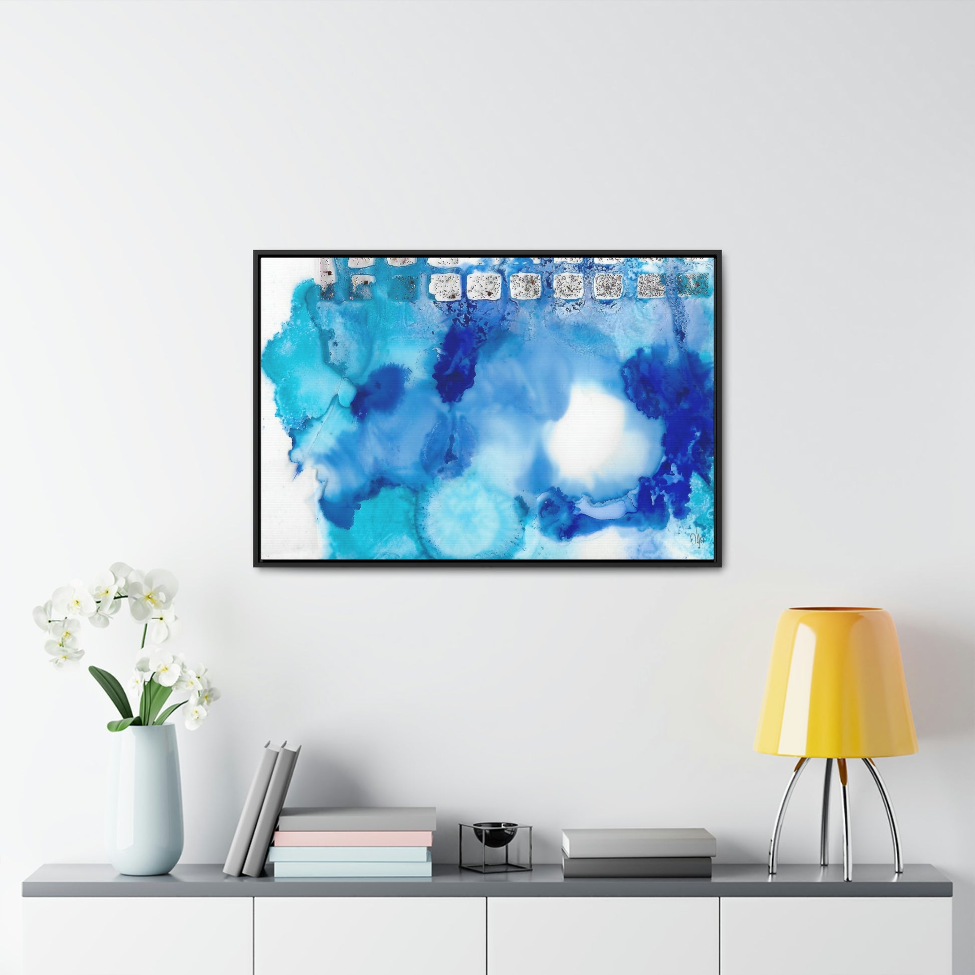 Blue Ice 2 Framed Canvas Print - Alja Design