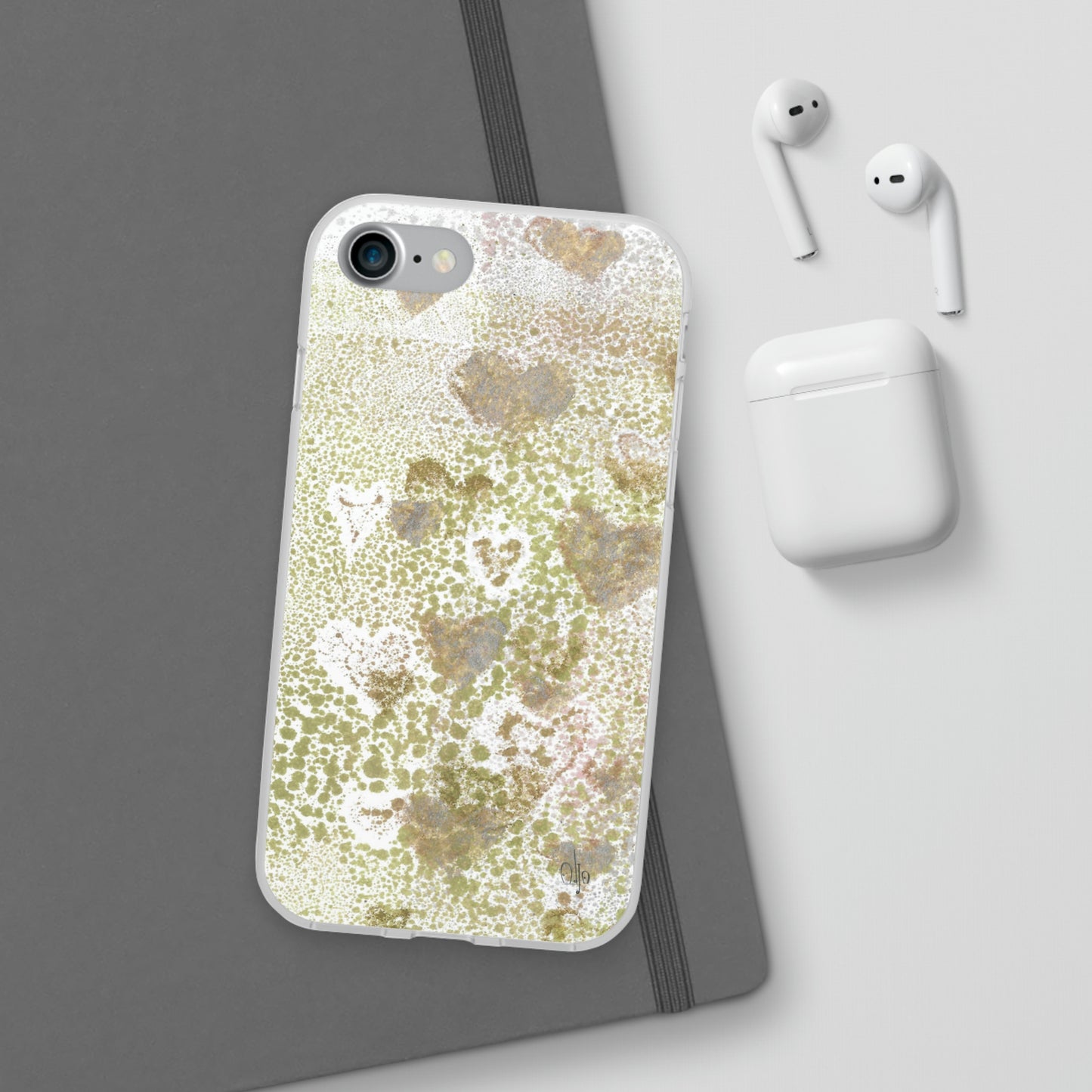 iPhone and Samsung Galaxy Flexi Phone Case Green Hearts - Alja Design