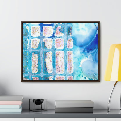 Blue Ice 6 Framed Canvas Print - Alja Design