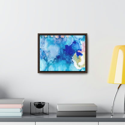 Blue Ice 3 Framed Canvas Print - Alja Design