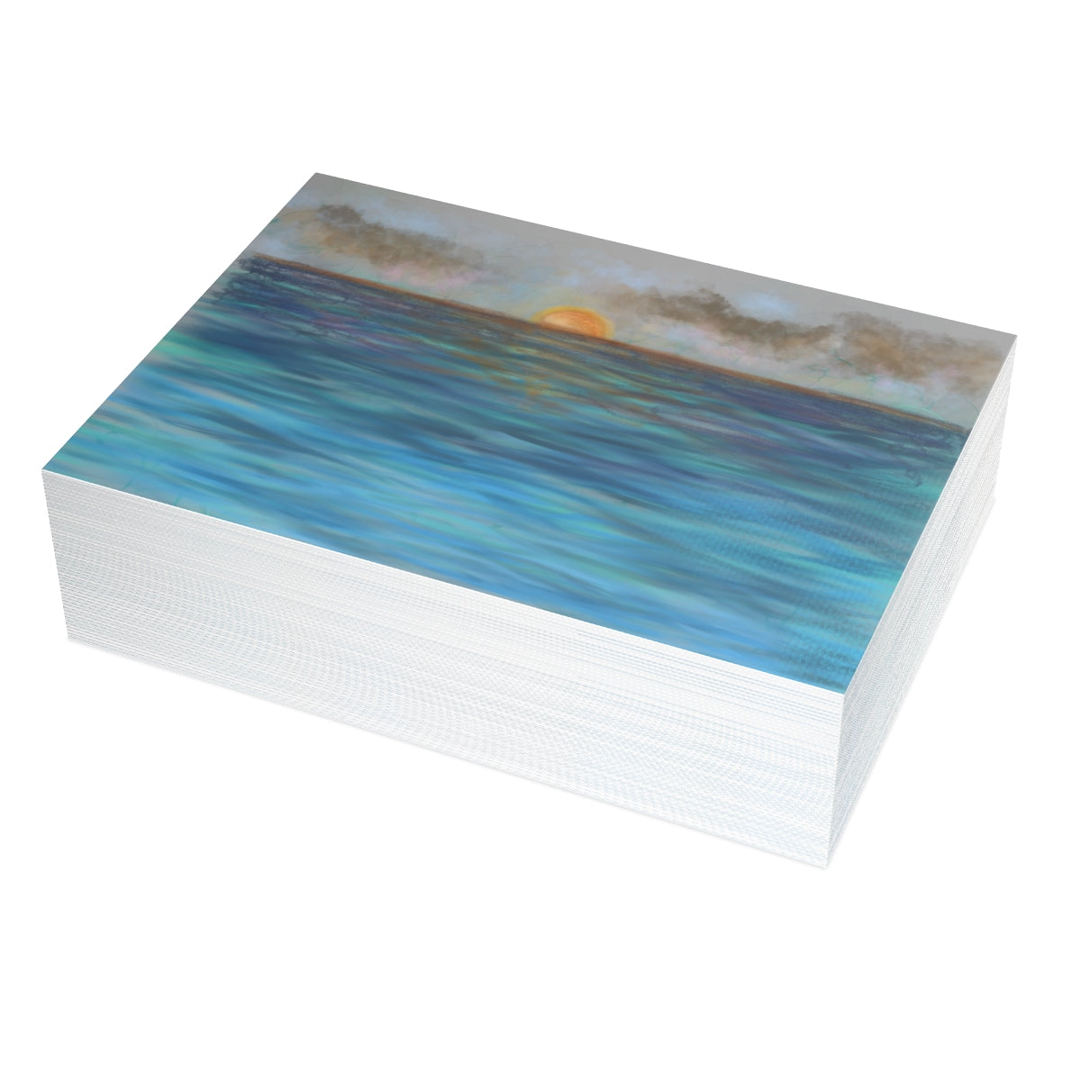 Blue Sunset Folded Greeting Card