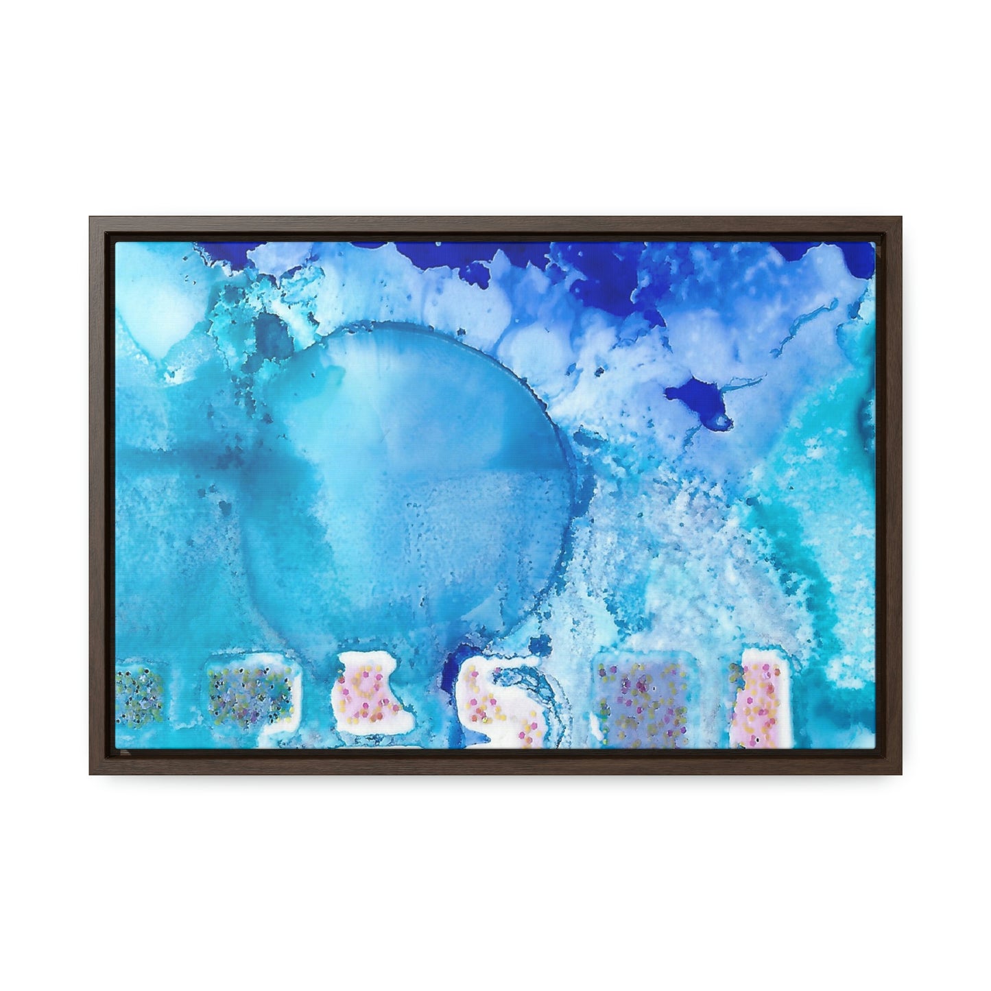 Blue Ice 9 Framed Canvas Print - Alja Design