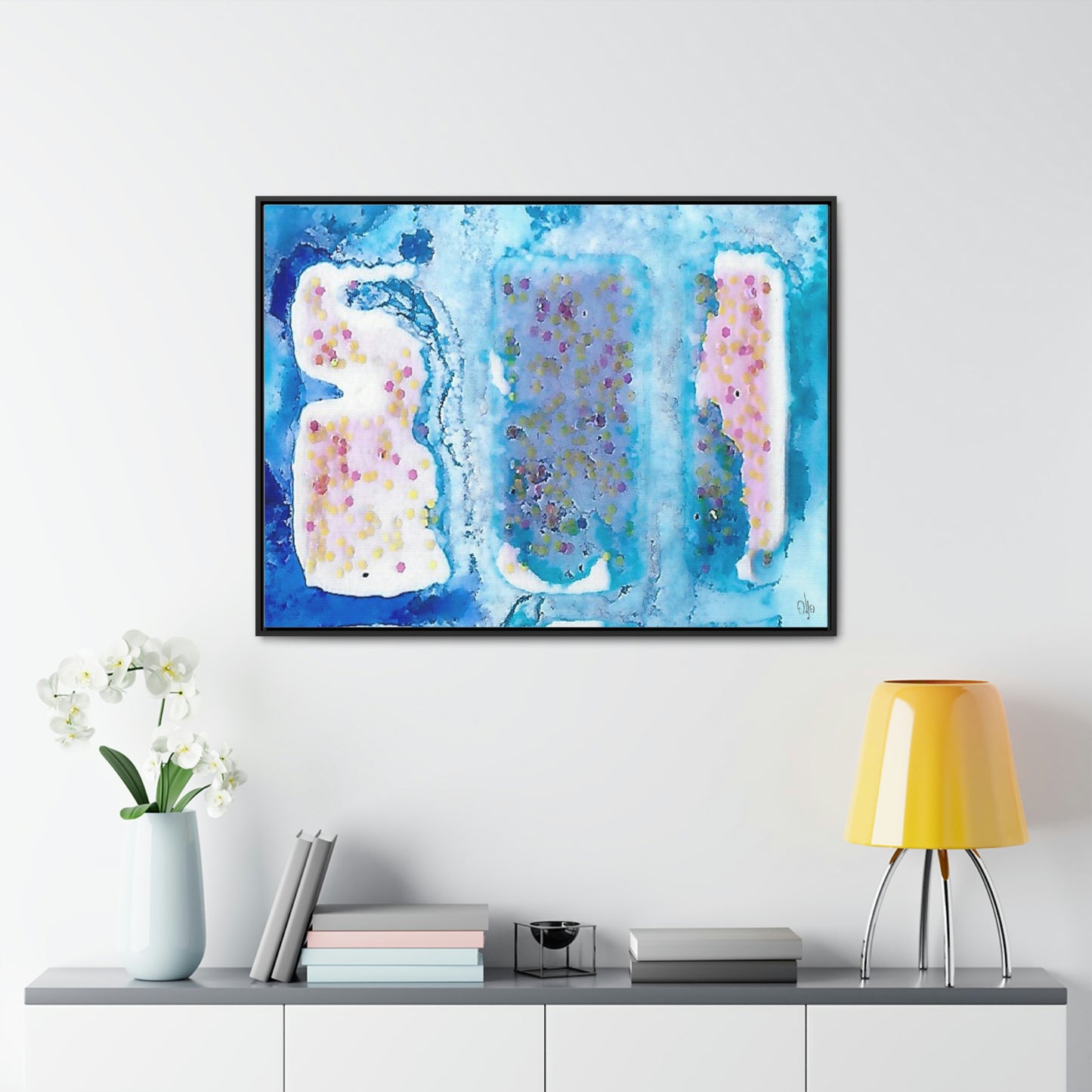 Blue Ice 4 Framed Canvas Print - Alja Design