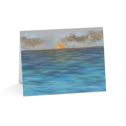 Blue Sunset Folded Greeting Card