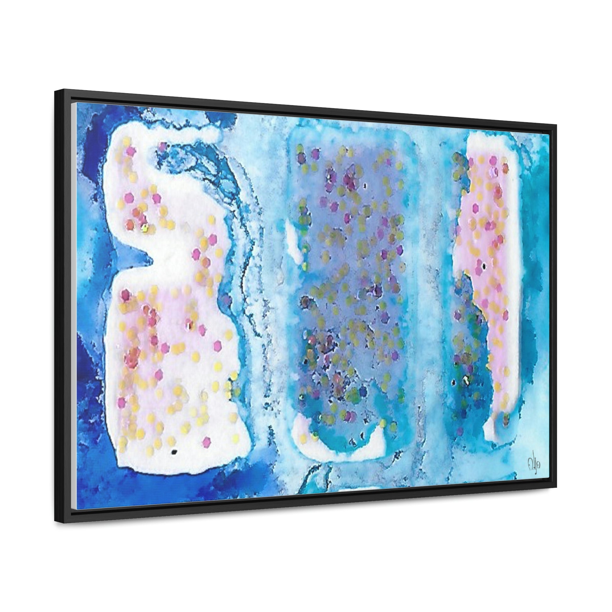 Blue Ice 4 Framed Canvas Print - Alja Design