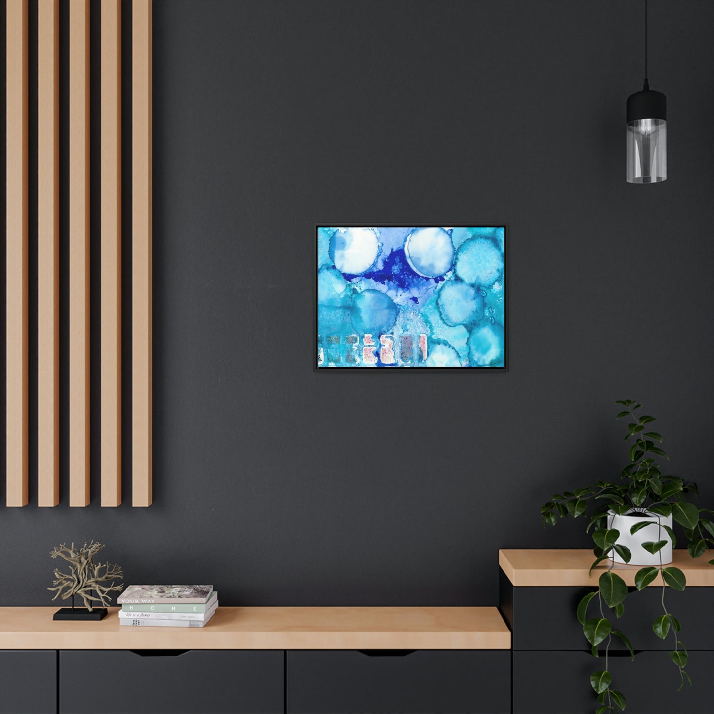 Blue Ice 5 Framed Canvas Print - Alja Design