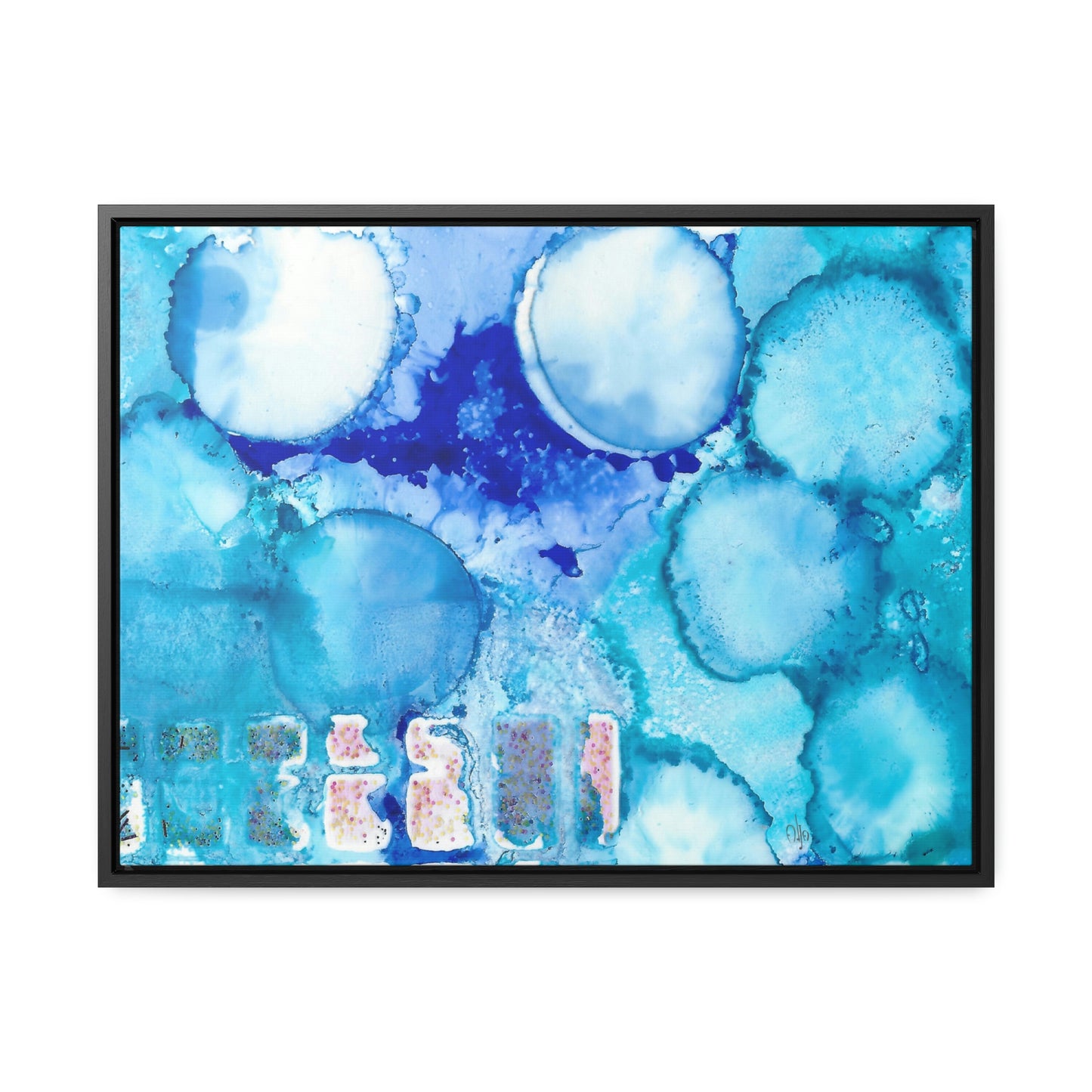 Blue Ice 5 Framed Canvas Print - Alja Design