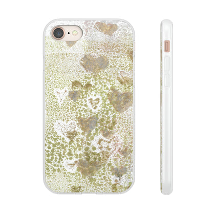 iPhone and Samsung Galaxy Flexi Phone Case Green Hearts - Alja Design