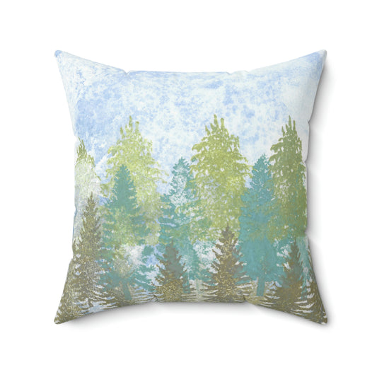 Evergreen Forest Square Pillow - Alja Design