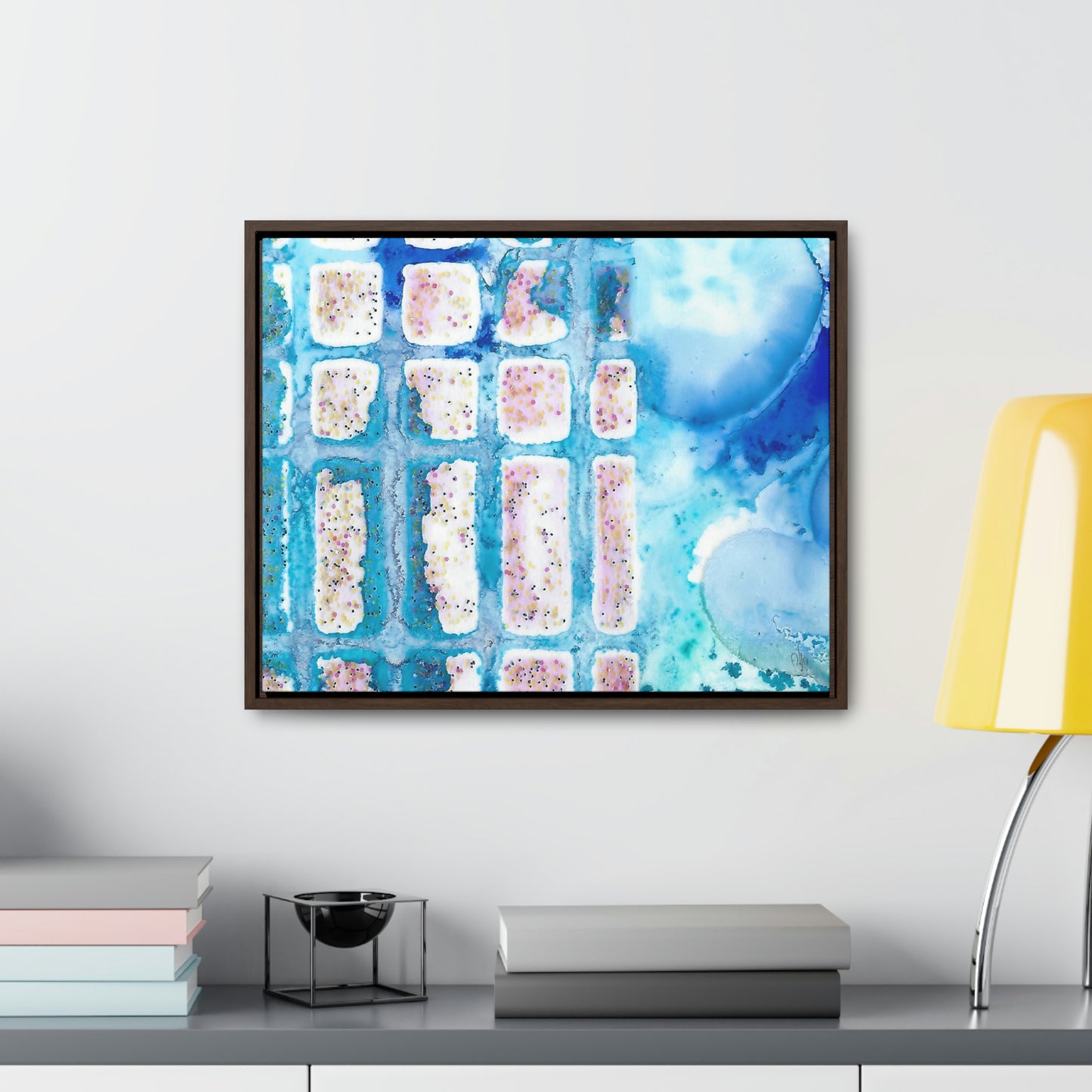 Blue Ice 6 Framed Canvas Print - Alja Design