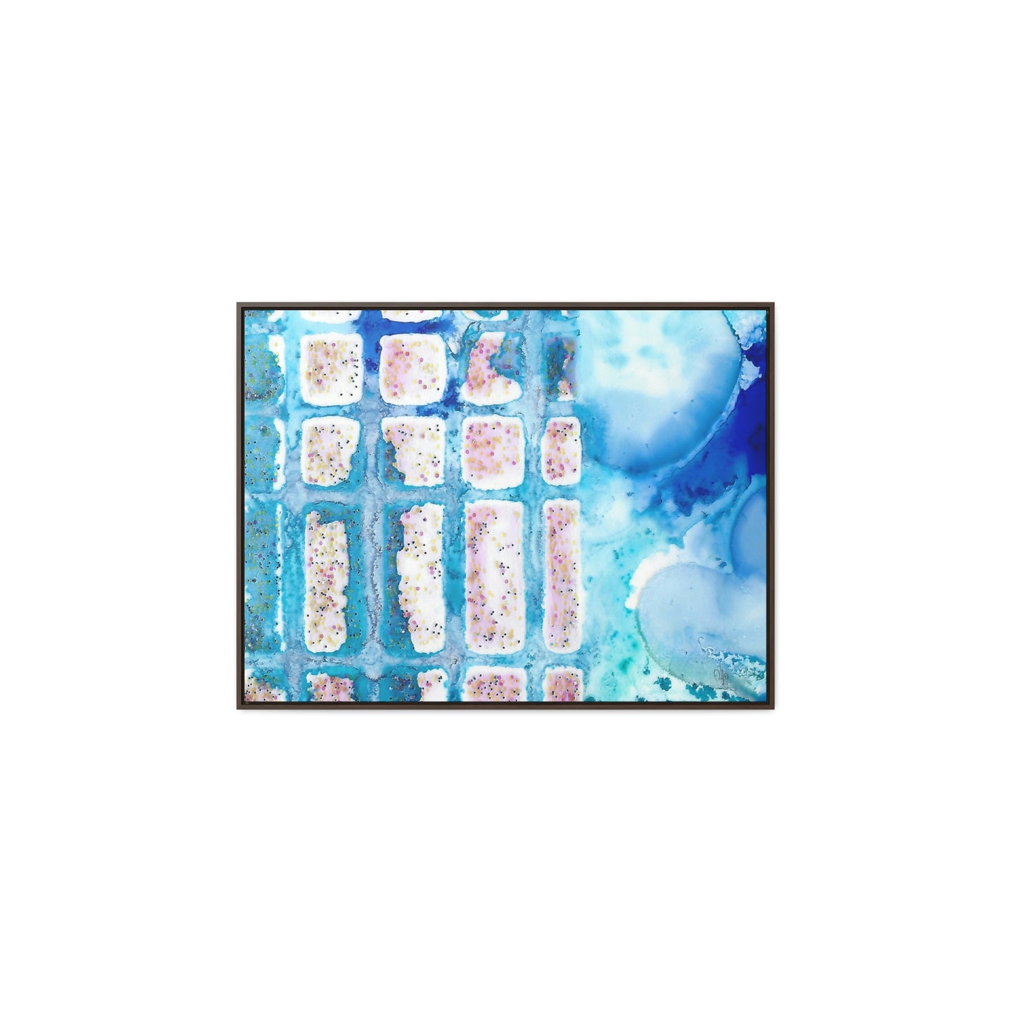 Blue Ice 6 Framed Canvas Print - Alja Design