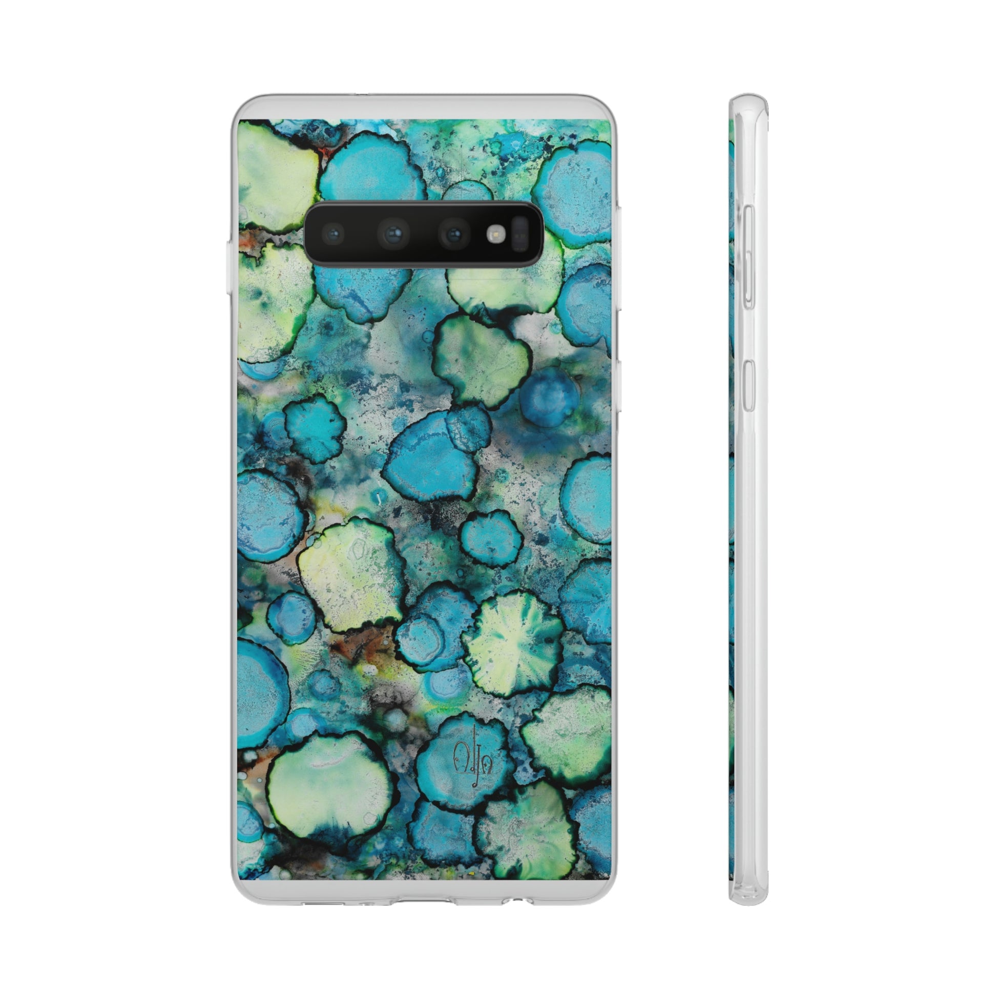iPhone and Samsung Galaxy Flexi Phone Case Blue Bubbles - Alja Design