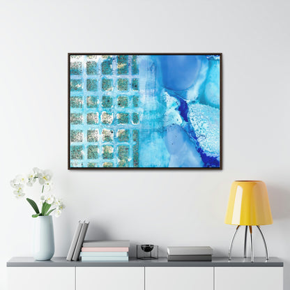 Blue Ice 14 Framed Canvas Print - Alja Design