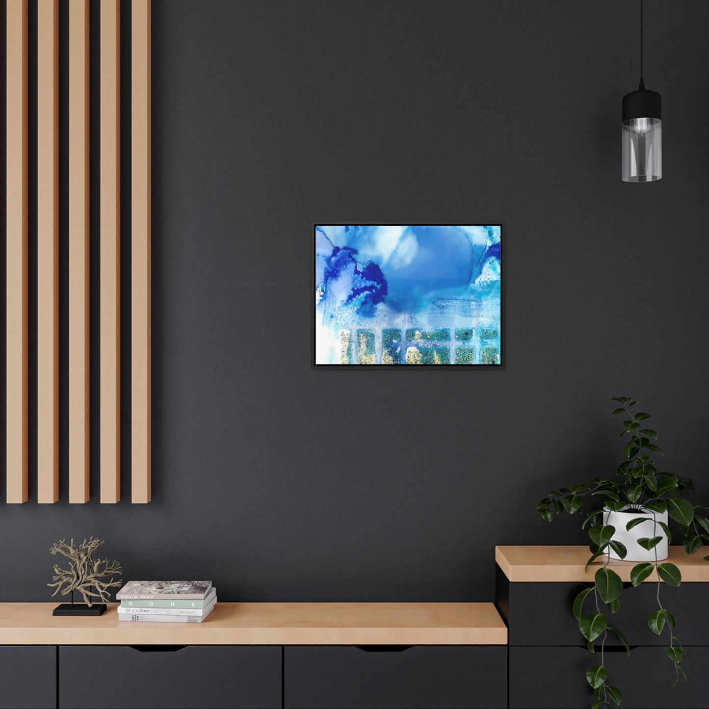 Blue Ice 7 Framed Canvas Print - Alja Design