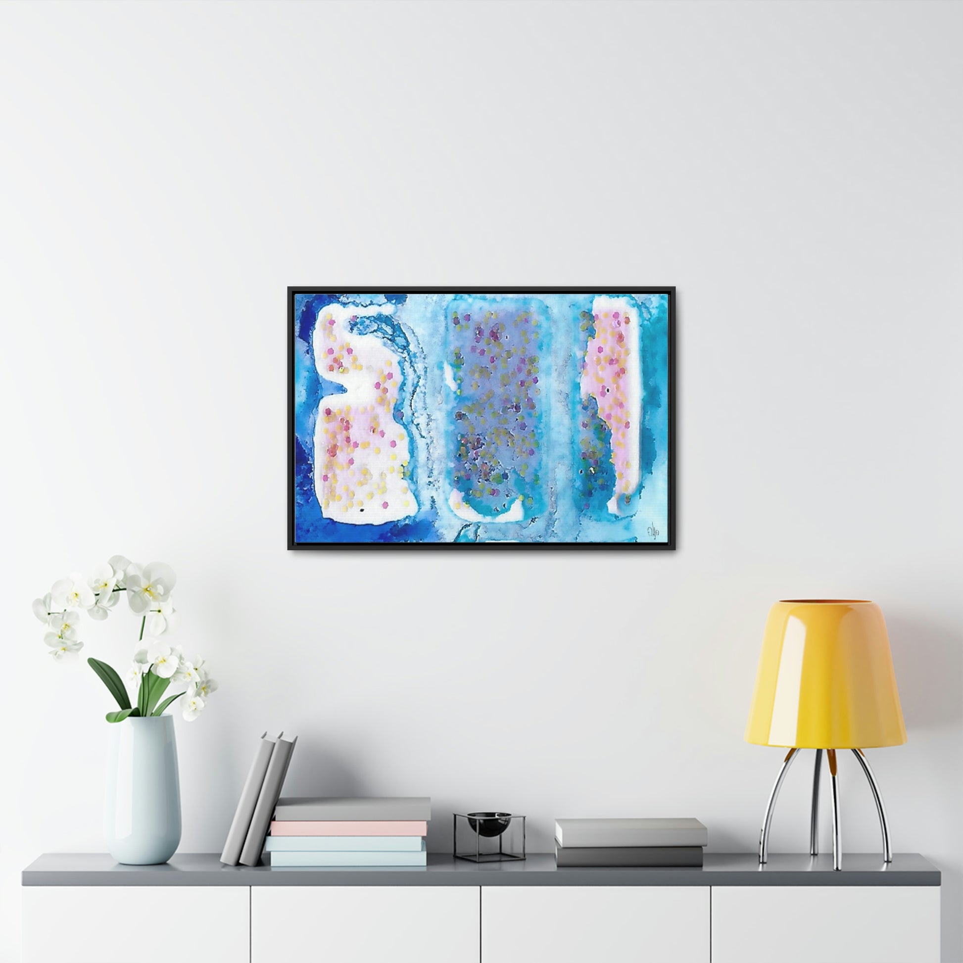 Blue Ice 4 Framed Canvas Print - Alja Design