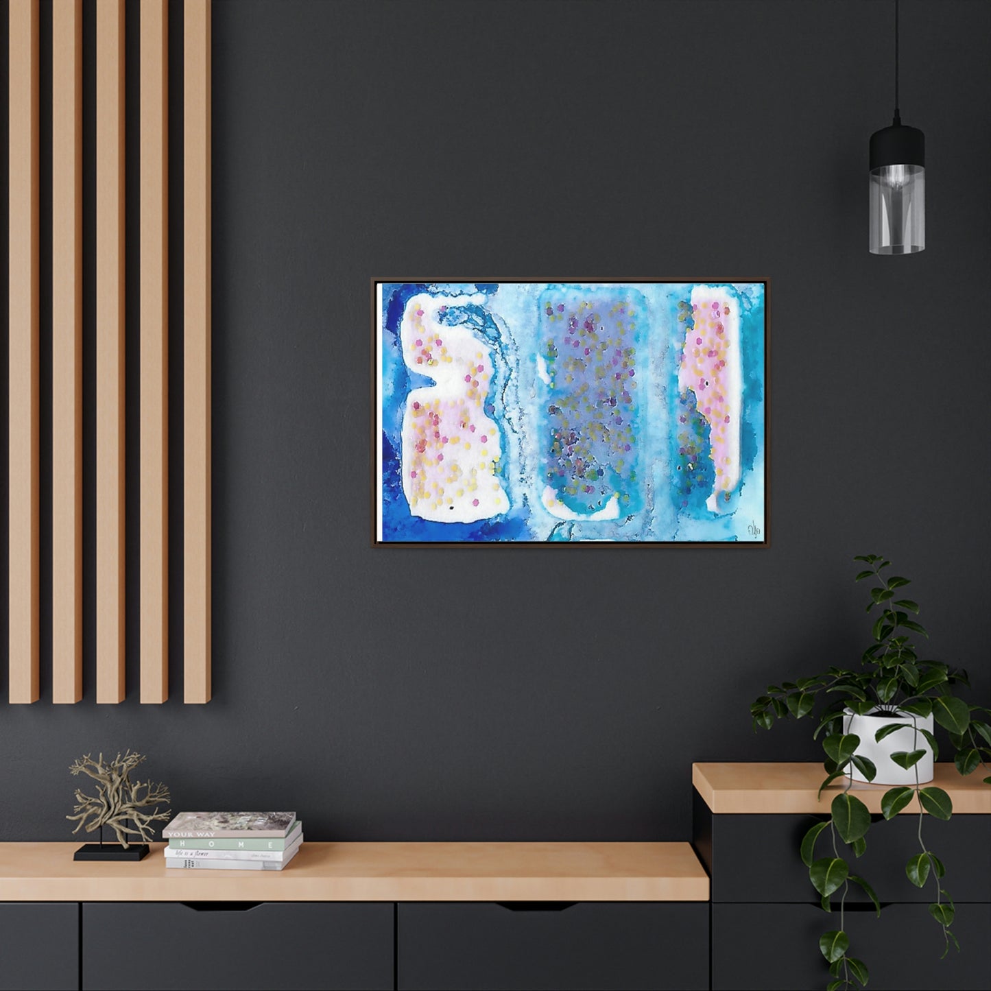 Blue Ice 4 Framed Canvas Print - Alja Design