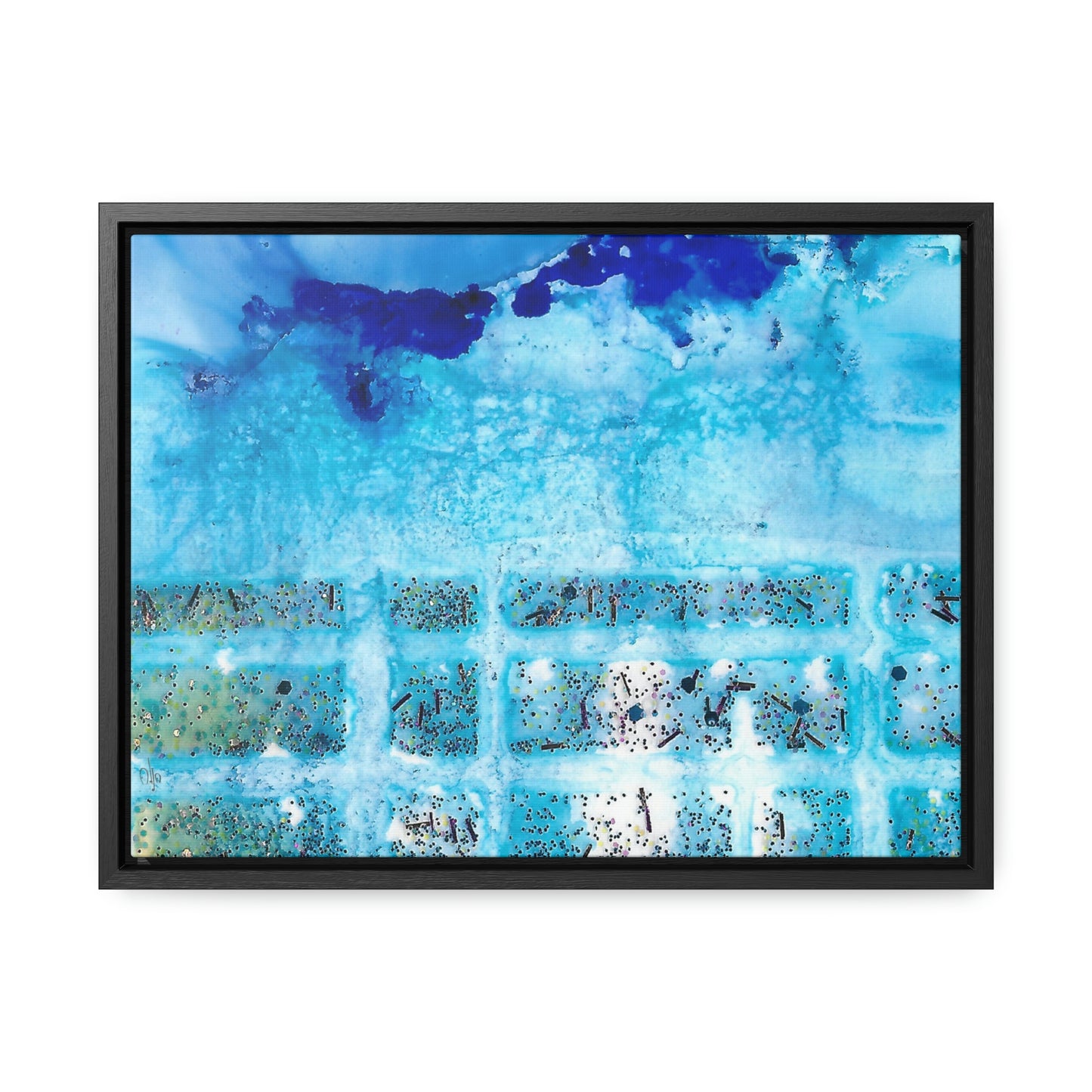 Blue Ice 8 Framed Canvas Print - Alja Design