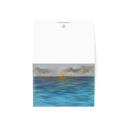 Blue Sunset Folded Greeting Card