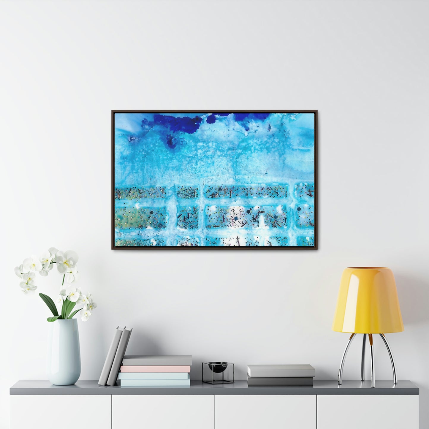 Blue Ice 8 Framed Canvas Print - Alja Design