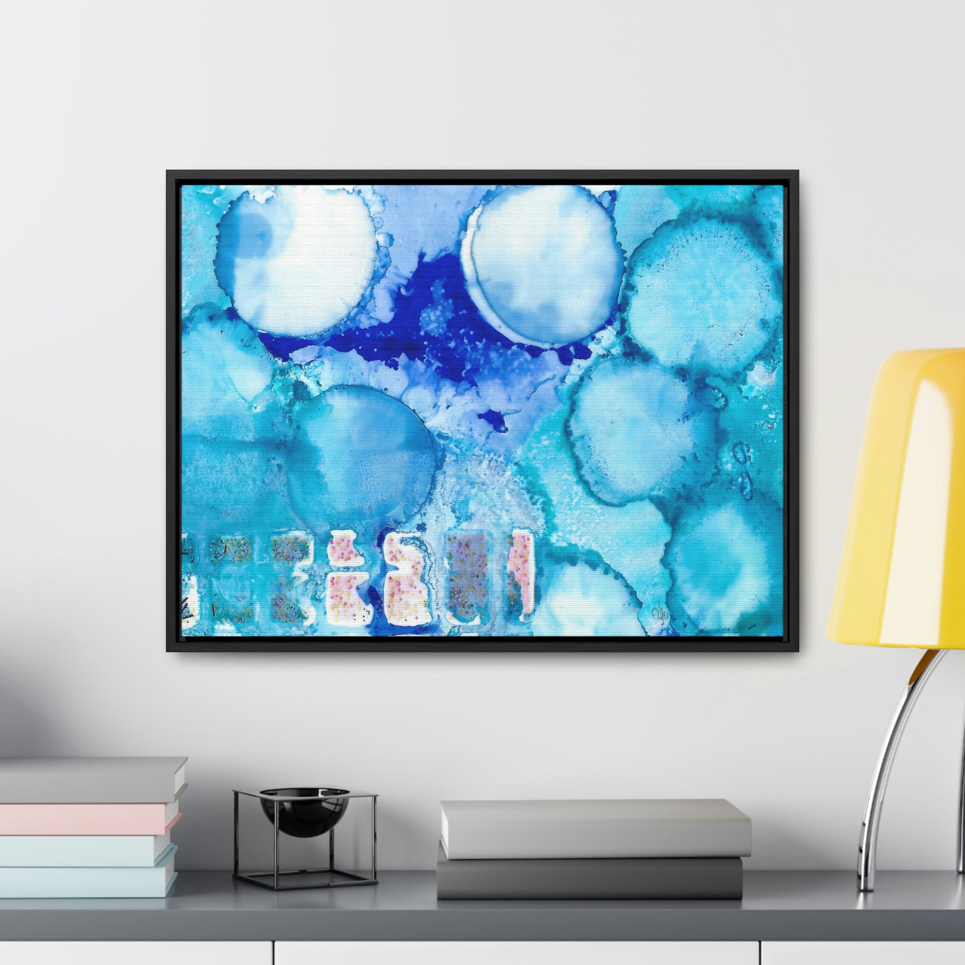 Blue Ice 5 Framed Canvas Print - Alja Design