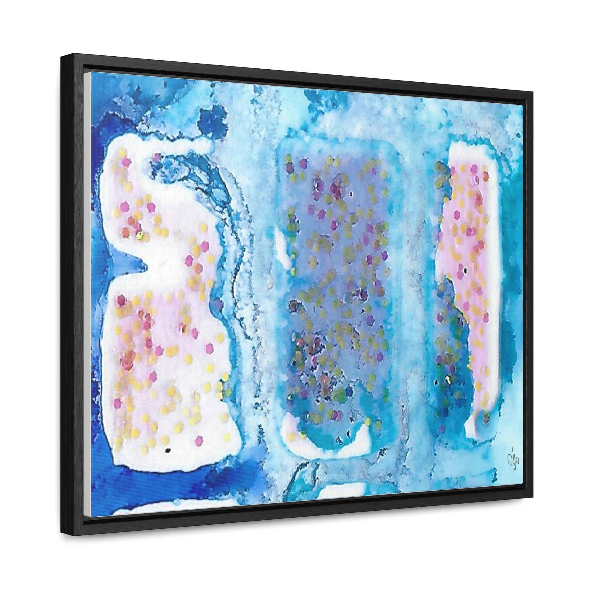 Blue Ice 4 Framed Canvas Print - Alja Design