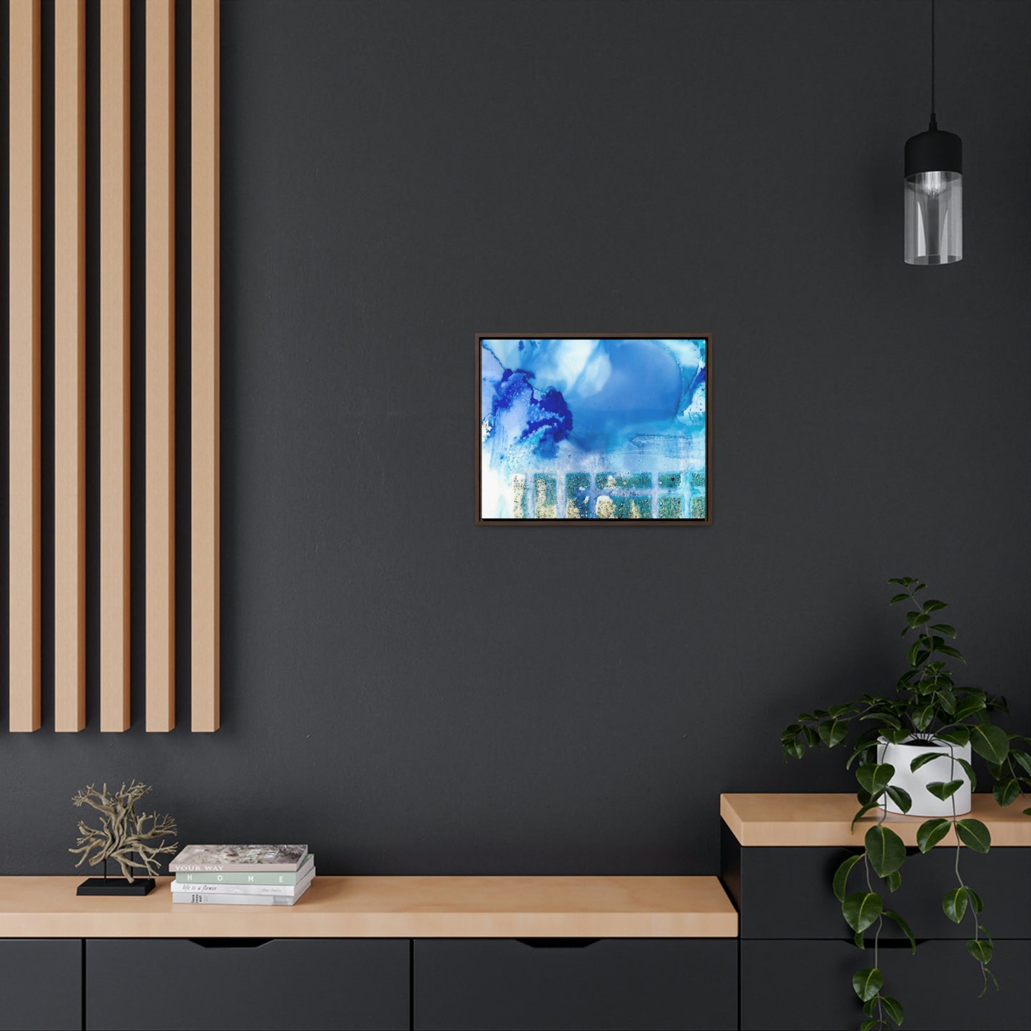 Blue Ice 7 Framed Canvas Print - Alja Design