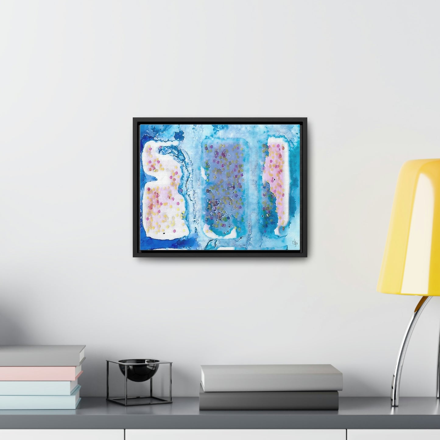 Blue Ice 4 Framed Canvas Print - Alja Design