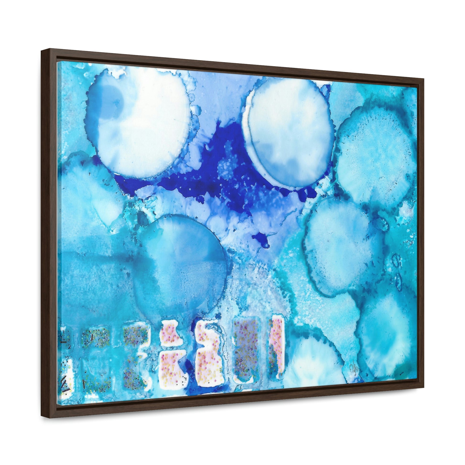 Blue Ice 5 Framed Canvas Print - Alja Design