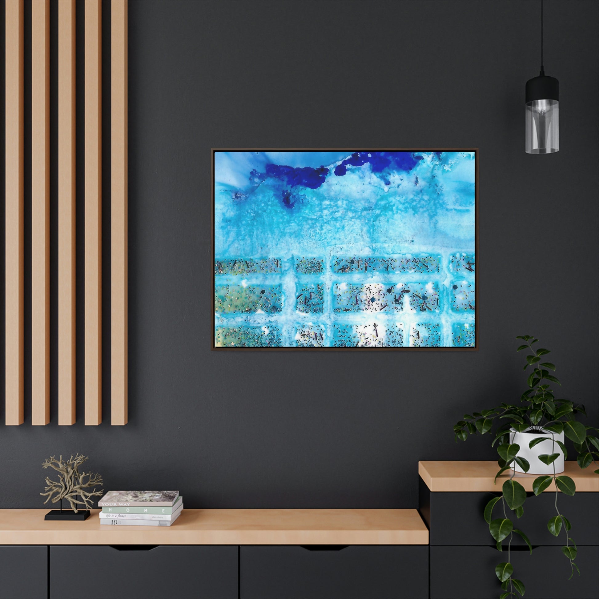 Blue Ice 8 Framed Canvas Print - Alja Design