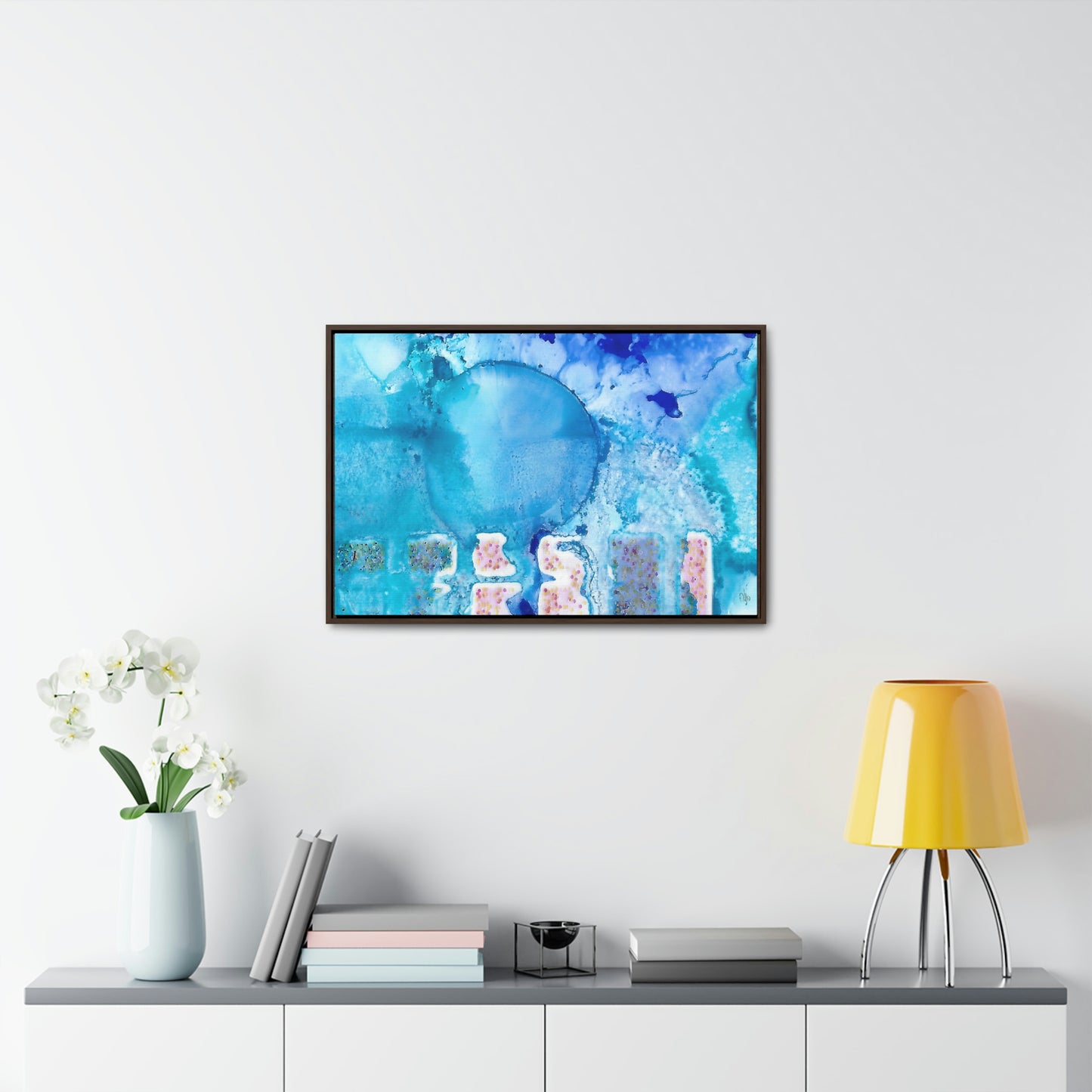 Blue Ice 9 Framed Canvas Print - Alja Design