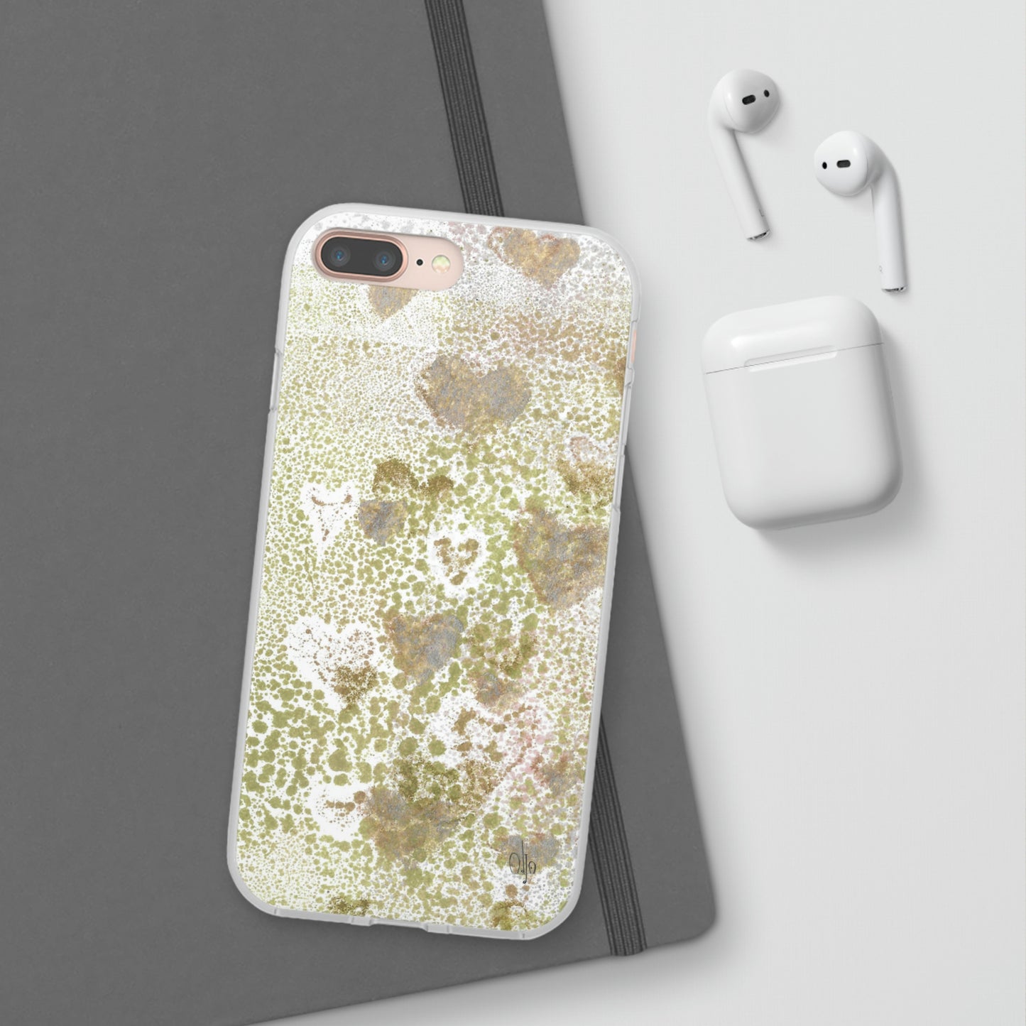 iPhone and Samsung Galaxy Flexi Phone Case Green Hearts - Alja Design