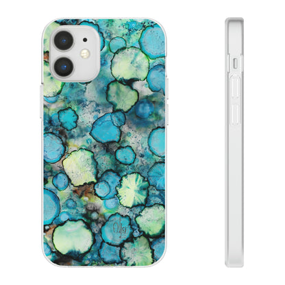 iPhone and Samsung Galaxy Flexi Phone Case Blue Bubbles - Alja Design