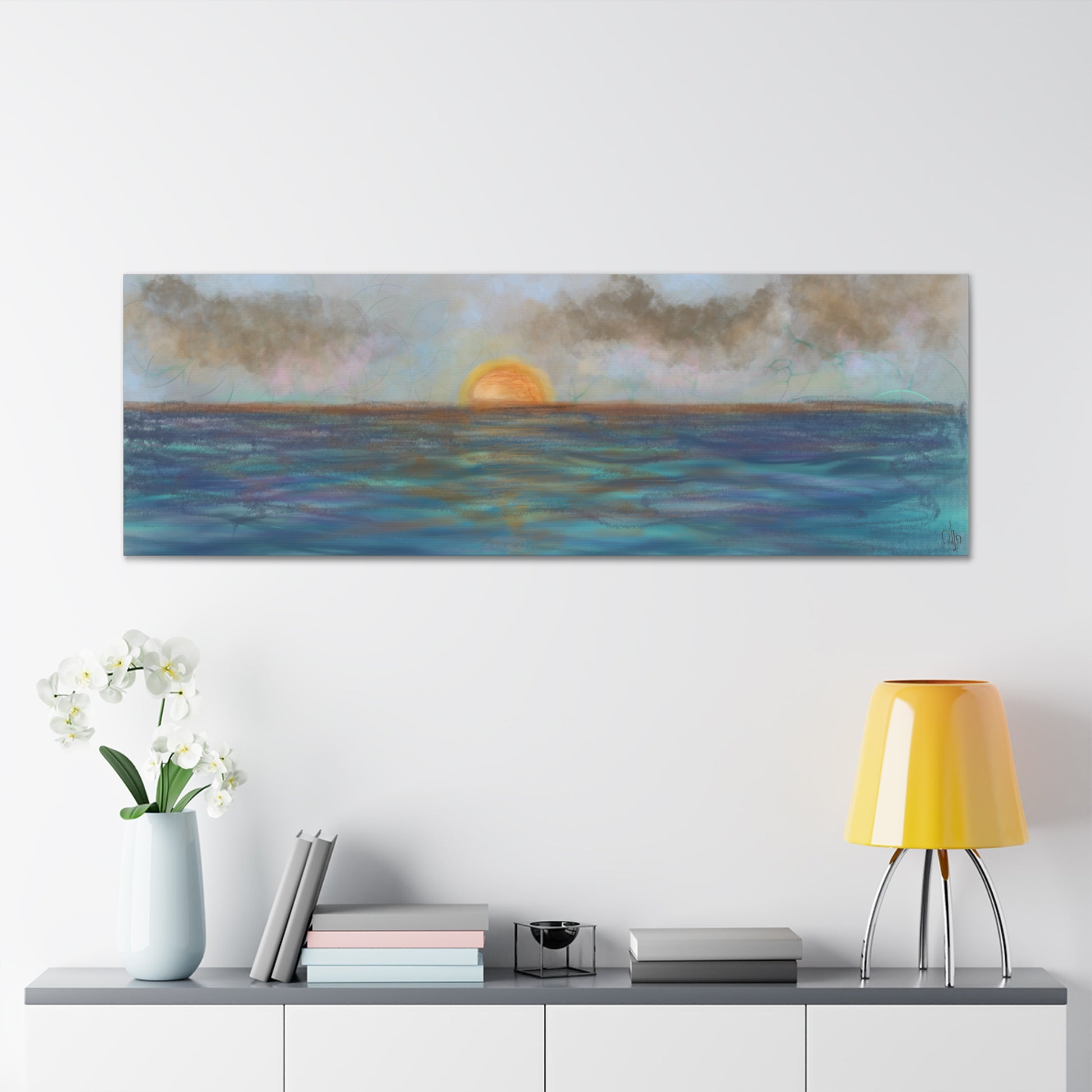 Blue Sunset Canvas Print - Alja Design