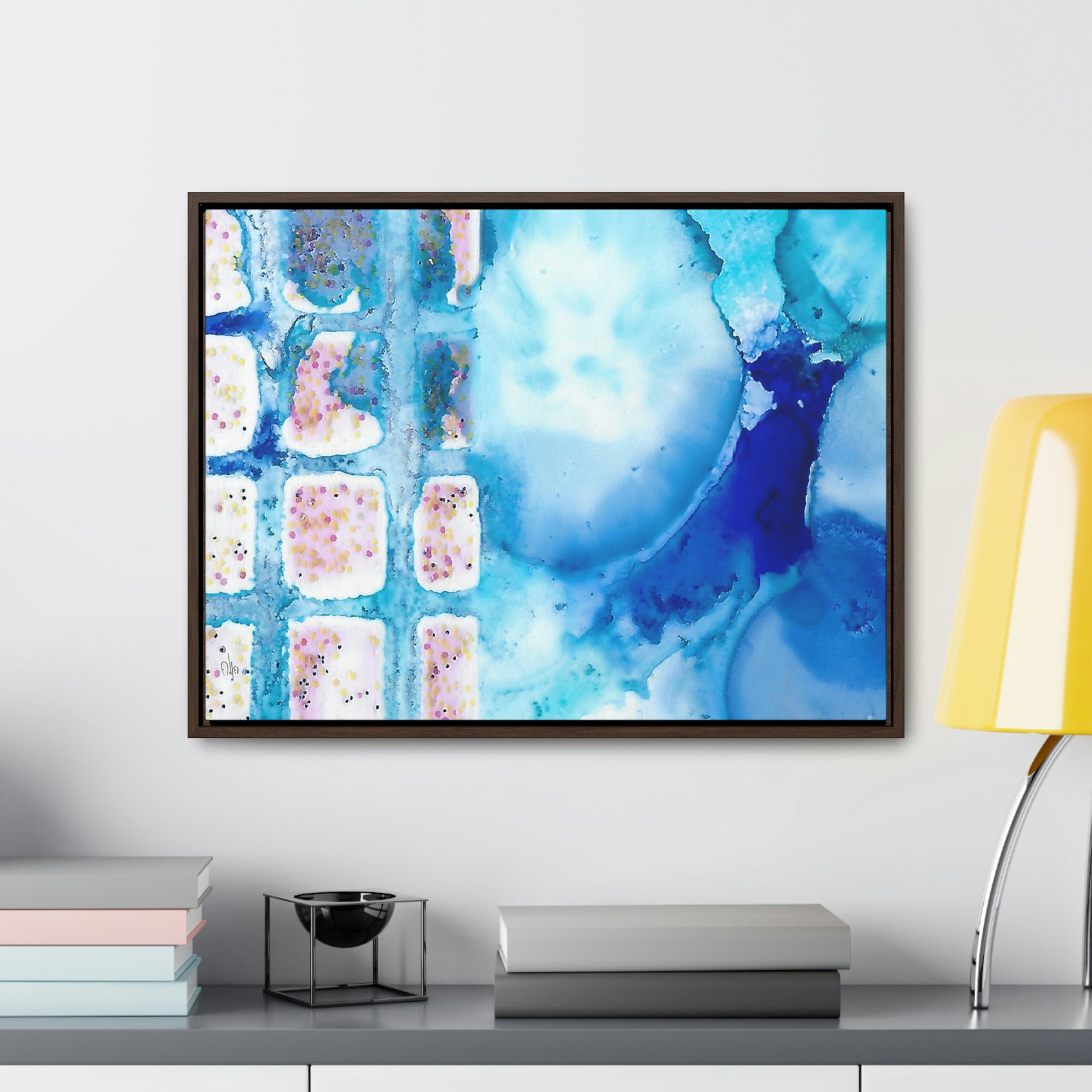 Blue Ice 10 Framed Canvas Print - Alja Design