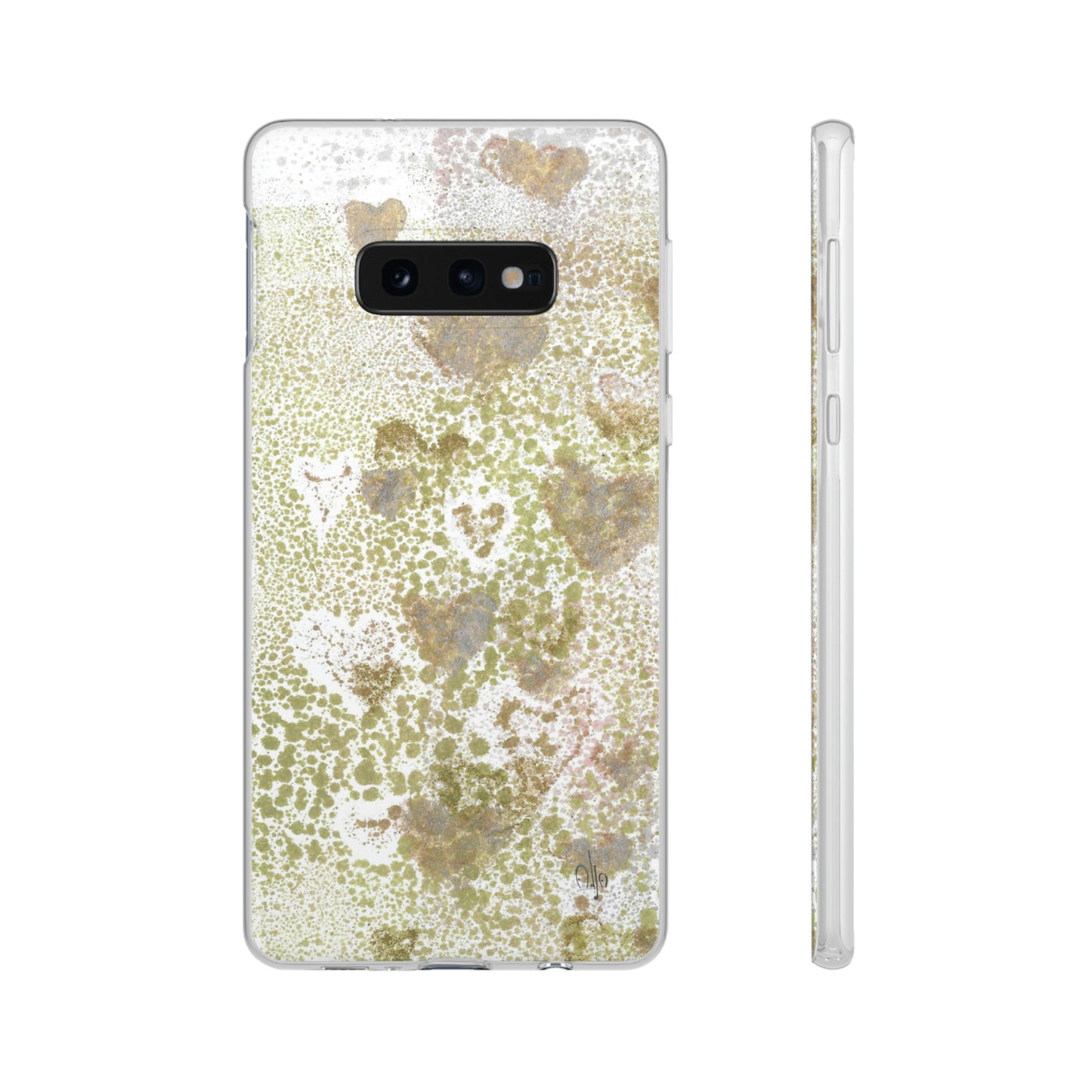 iPhone and Samsung Galaxy Flexi Phone Case Green Hearts - Alja Design