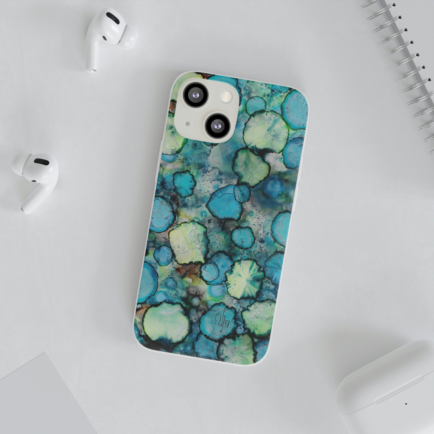 iPhone and Samsung Galaxy Flexi Phone Case Blue Bubbles - Alja Design