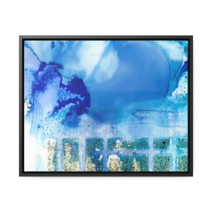 Blue Ice 7 Framed Canvas Print - Alja Design