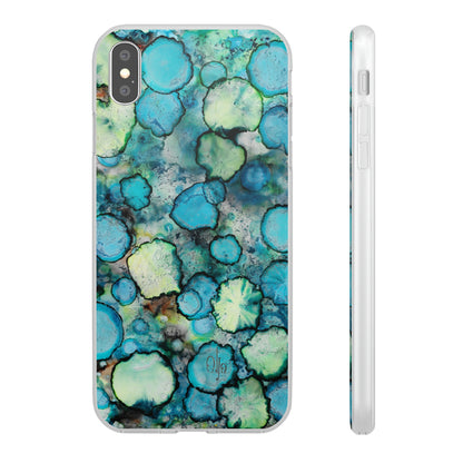 iPhone and Samsung Galaxy Flexi Phone Case Blue Bubbles - Alja Design