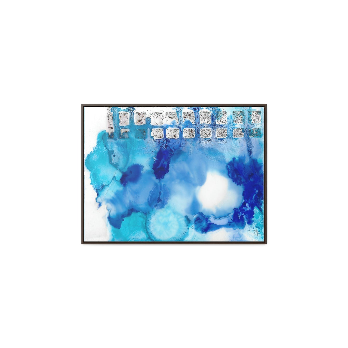 Blue Ice 2 Framed Canvas Print - Alja Design