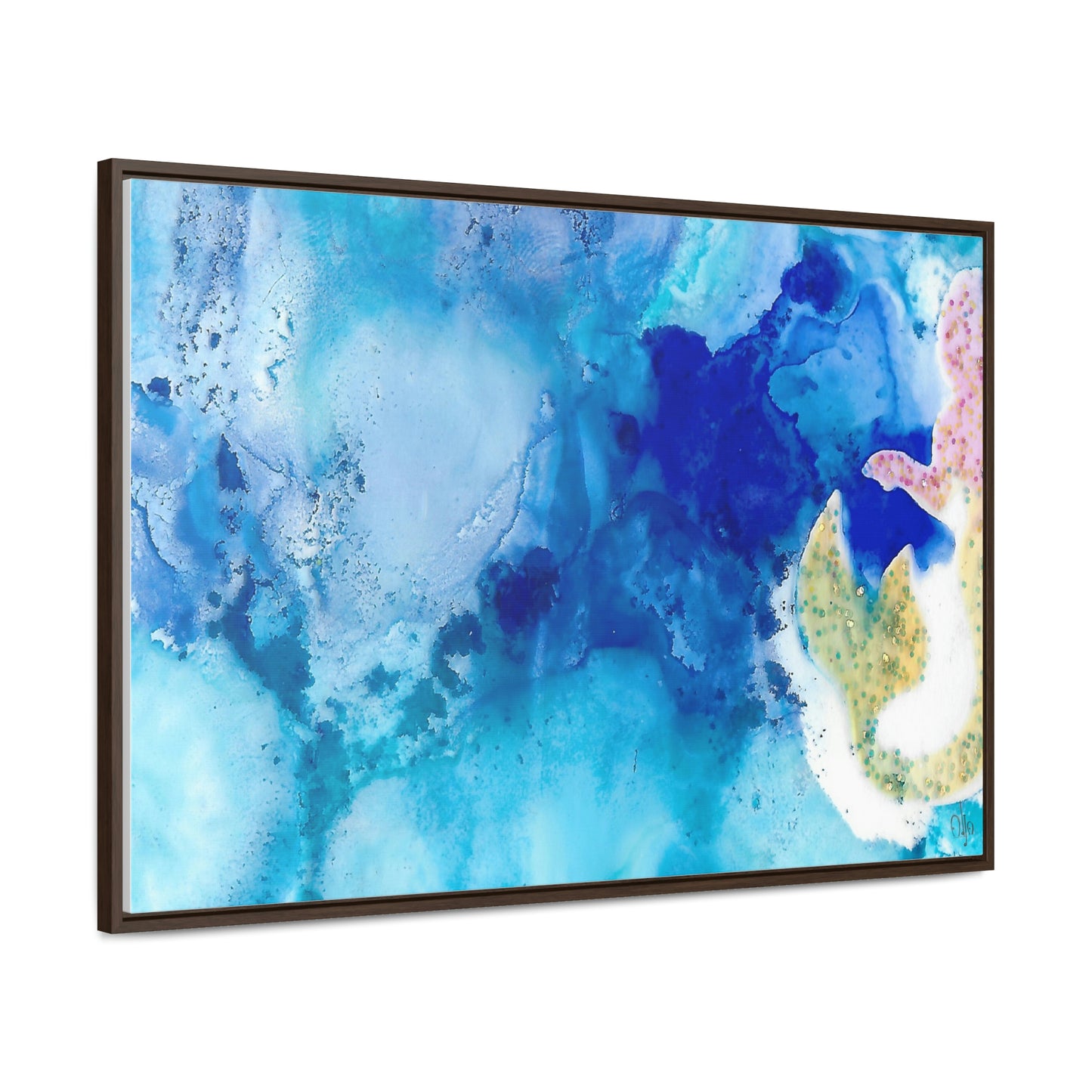 Blue Ice 3 Framed Canvas Print - Alja Design