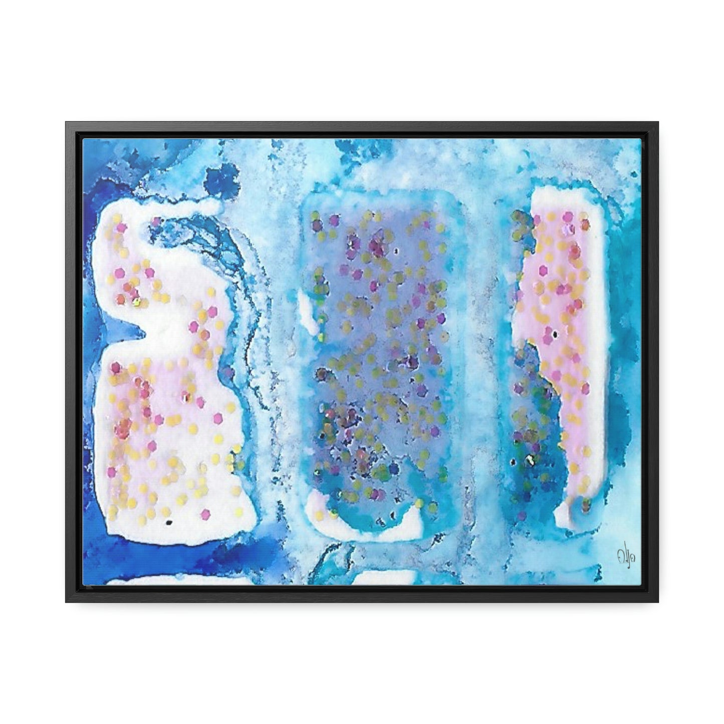 Blue Ice 4 Framed Canvas Print - Alja Design