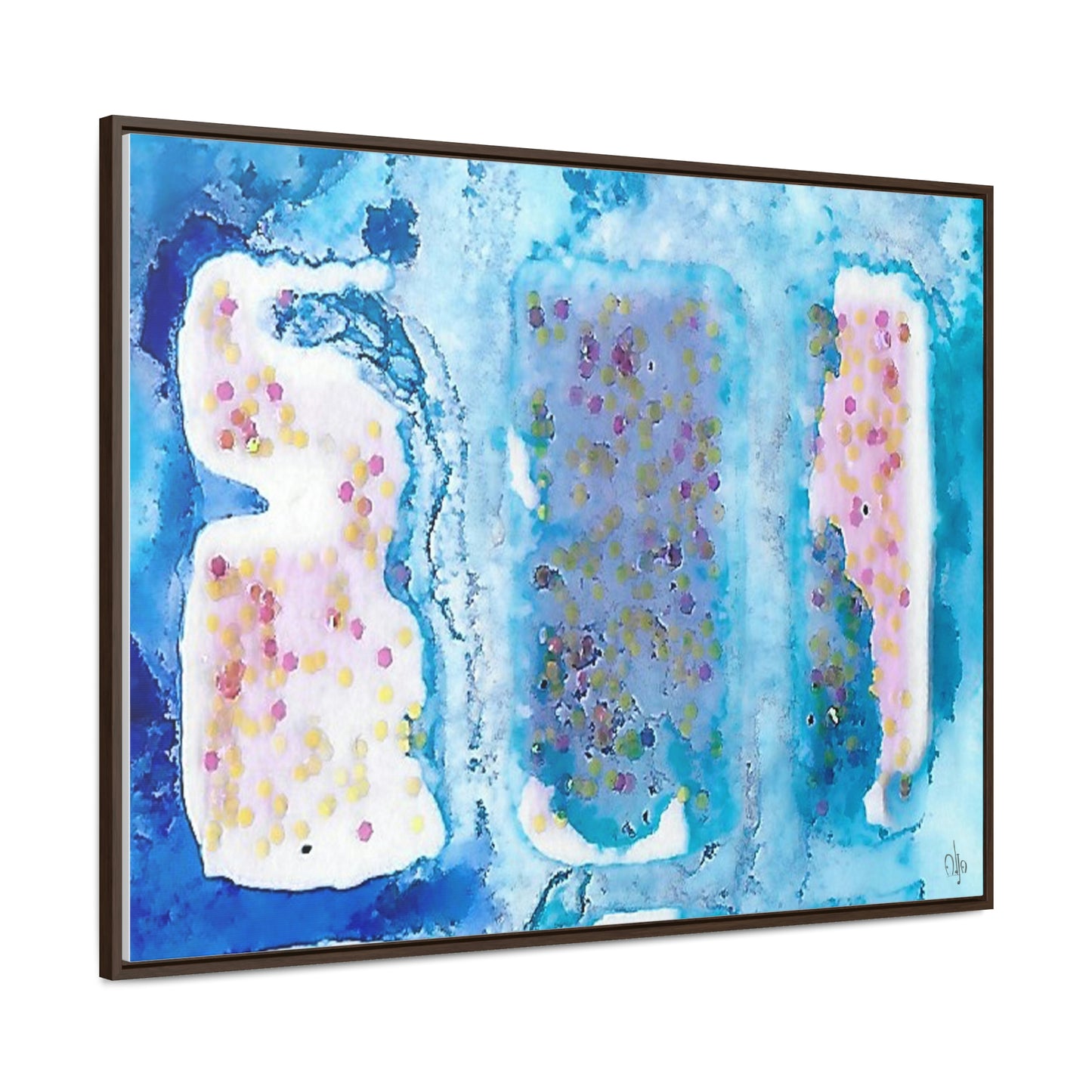 Blue Ice 4 Framed Canvas Print - Alja Design